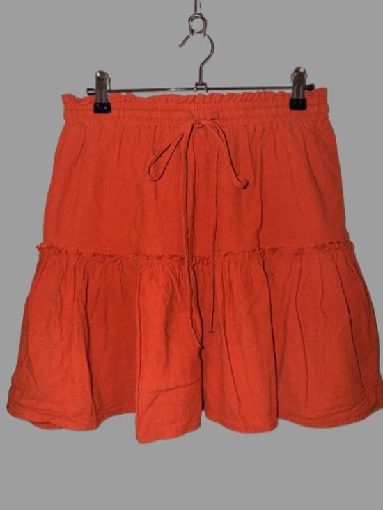 Relipop Flared Tiered Drawstring Mini Skirt in Rust | Size Medium - Picture 2 of 4